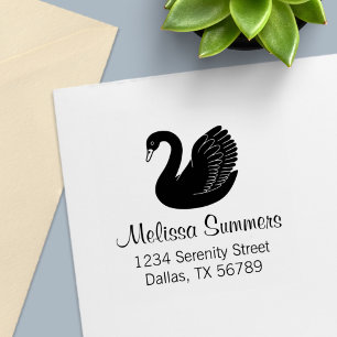 Carimbo Auto Entintado Black Swan Wings up Address