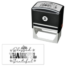 Carimbo Auto Entintado Blessed Thankful Grateful Typography 