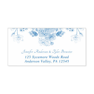 Carimbo Auto Entintado Blue and White Floral China Pattern Return Address