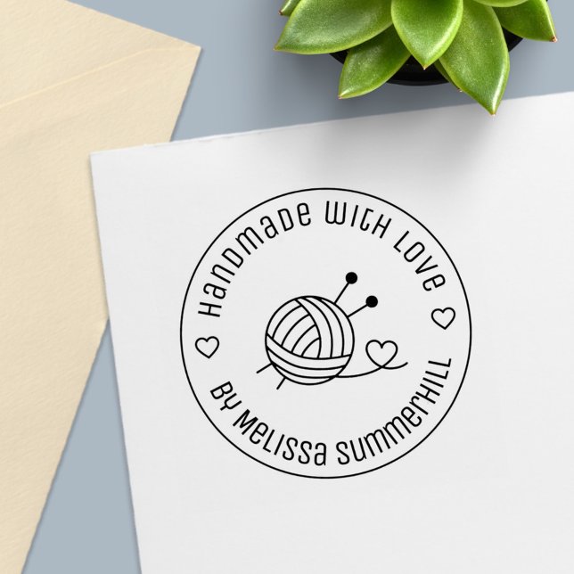 Carimbo Auto Entintado Bola de Artesanato de Yarn para tricô feita à mão  (Criador carregado)