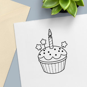 Carimbo Auto Entintado Bolo de Aniversário com Vela Colorir