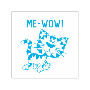 Carimbo Auto Entintado Bom trabalho, gatinho me-uau meow A+ excelente