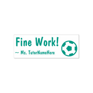Carimbo Auto Entintado "Bom trabalho!" + Ícone de bola de futebol