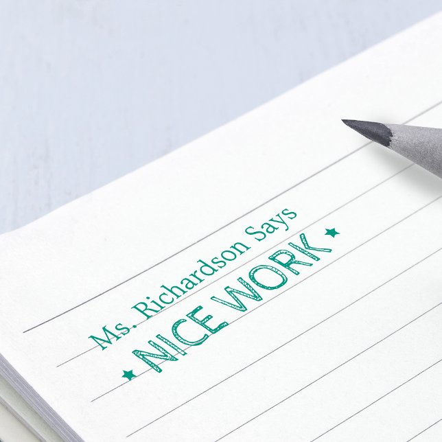 Carimbo Auto Entintado Bom trabalho | Professores personalizados (Nice Work | Personalized Teachers Self-inking Stamp)