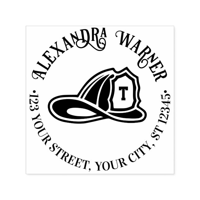 Carimbo Auto Entintado Bombeiro Bombeiro Nome do Capacete Nome Endereço d (Design)