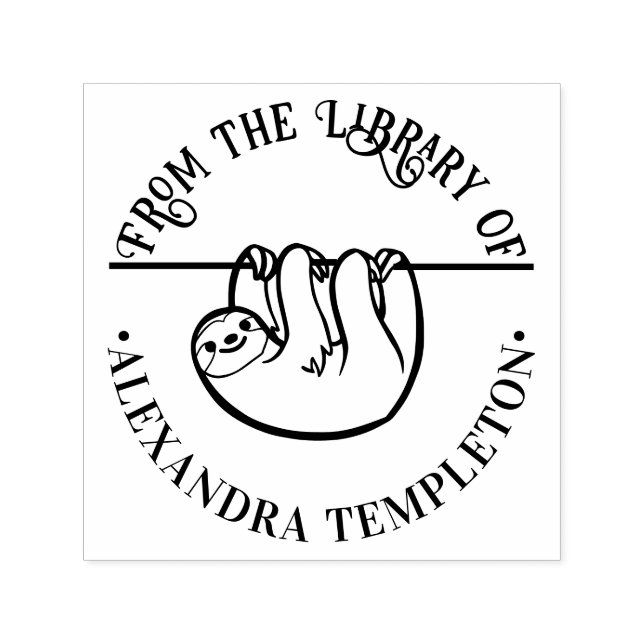 Carimbo Auto Entintado Bonita Mancha Lama "Da Biblioteca de" Nome do Livr (Design)