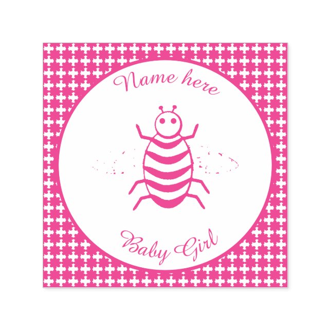 Carimbo Auto Entintado Bonito Bebê Rosa Personalizada (Design)