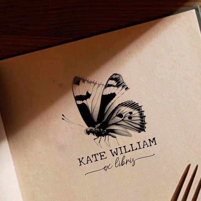 Carimbo Auto Entintado Borboleta Personalizada ex libris (Criador carregado)
