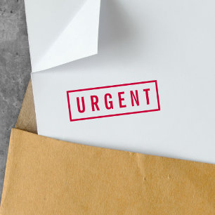 Carimbo Auto Entintado Borda Simples Vermelho Negrito Urgente