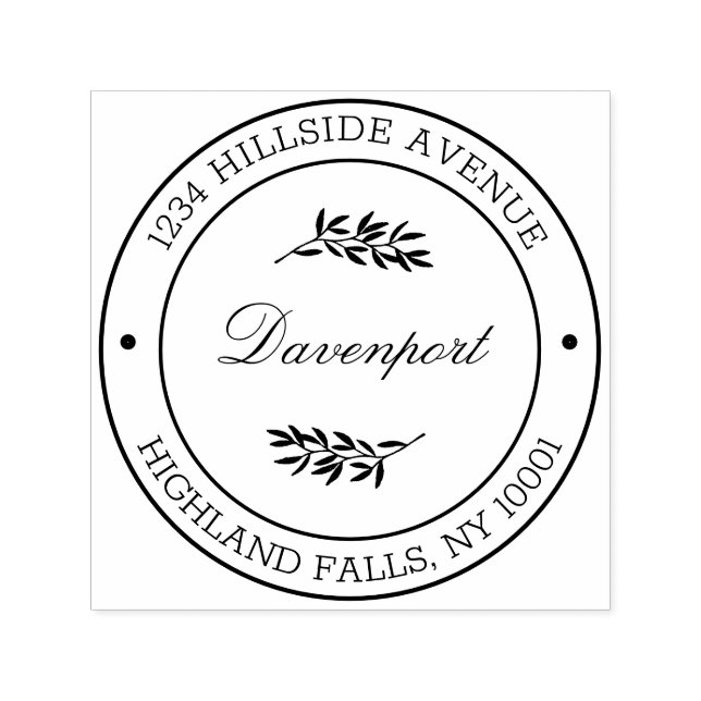 Carimbo Auto Entintado Botânica deixa caligrafia Endereço de retorno (Design)