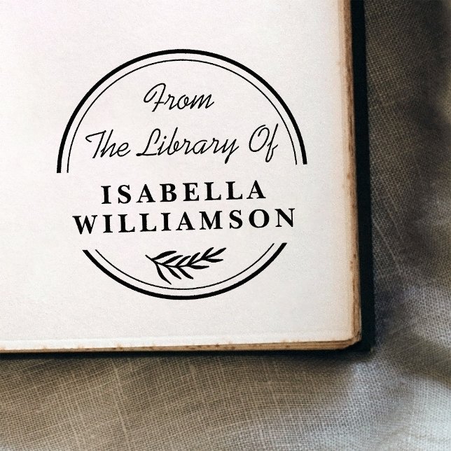 Carimbo Auto Entintado Botânica Redonda da Biblioteca de Bookplate (Criador carregado)