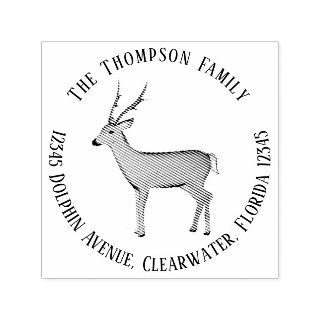 Carimbo Auto Entintado Botânica Woodland Deer Return Endereço (Design)