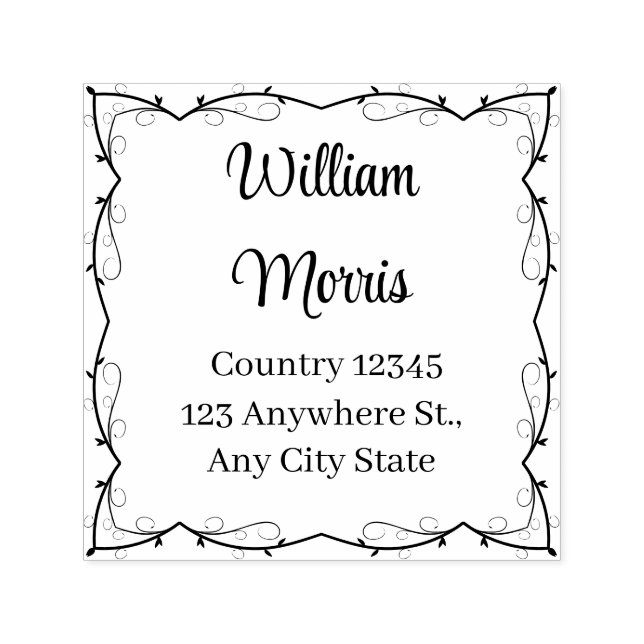 Carimbo Auto Entintado Botanical Square Custom Address Stamp (Design)