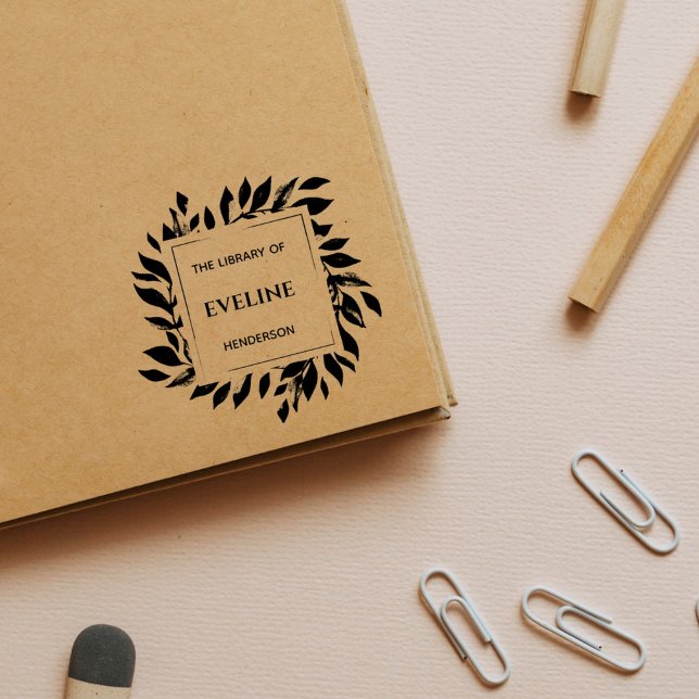 Carimbo Auto Entintado Botânico Russo Deixa Livro Personalizado Elegante  (Criador carregado)