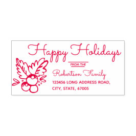 Carimbo Auto Entintado Branca de Natal Desenhando Holly Berries