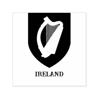 Carimbo Auto Entintado Brasão de Armas Irlandês Arte Minimalista Preto e