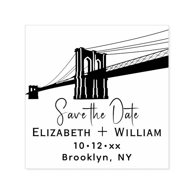 Carimbo Auto Entintado Brooklyn Bridge NYC Wedding Couple Save the Date (Design)
