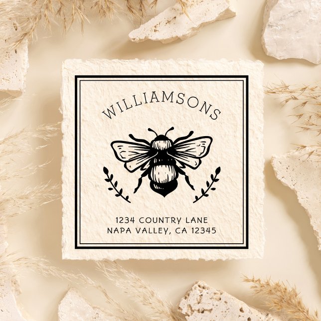 Carimbo Auto Entintado Bumblebee Rustic | Nome da família Endereço de dev (Criador carregado)
