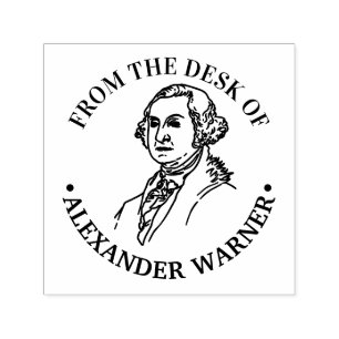 Carimbo Auto Entintado Busto de George Washington Redondo “Da mesa de”