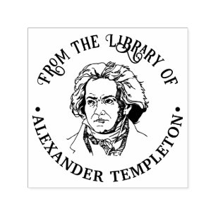 Carimbo Auto Entintado Busto de Ludwig van Beethoven Nome do Livro da Bib