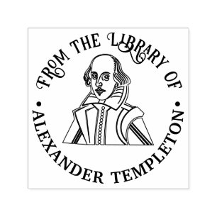 Carimbo Auto Entintado Busto de William Shakespeare Nome do Livro da Bibl