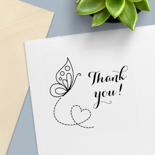 Carimbo Auto Entintado Butterfly Heart Obrigado