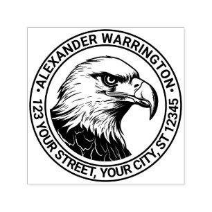 Carimbo Auto Entintado Cabeça de águia majestosa careca #5 Nome Endereço 