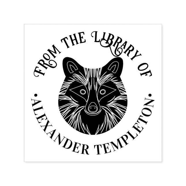 Carimbo Auto Entintado Cabeça de Guaxinim Fofa em Forma de Círculo Nome d (Design)