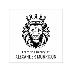 Carimbo Auto Entintado Cabeça de Leão Usando Coroa Nome do Livro da Bibli