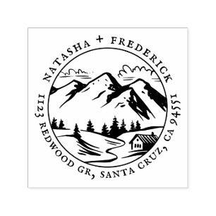 Carimbo Auto Entintado Cabina No Woods Rustic Mountain Return Endereço