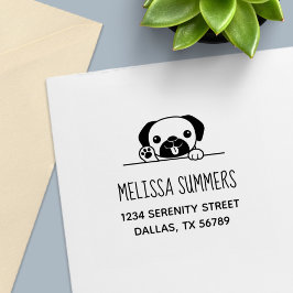 Carimbo Auto Entintado Cachorro Cheio Purgando acima do endereço