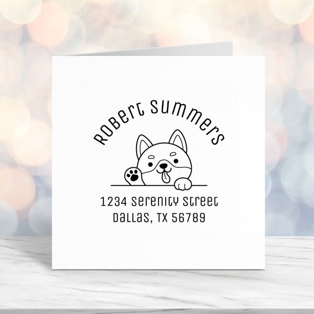 Carimbo Auto Entintado Cachorro Cheio Purgando acima do endereço do arco (Criador carregado)