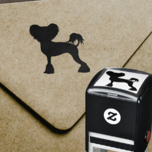 Carimbo Auto Entintado Cachorro Chinês Raça Silhouette Crestie
