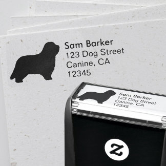 Carimbo Auto Entintado Cachorro Collie Raça Silhouette Endereço de Devolu