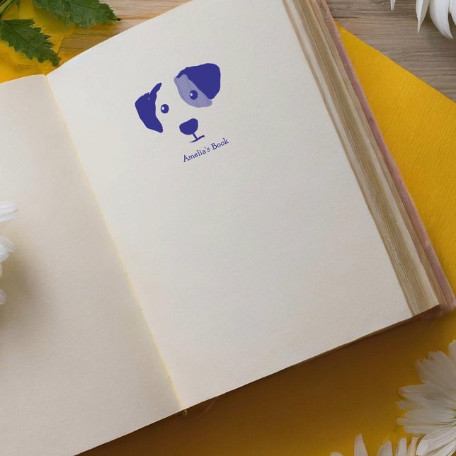 Carimbo Auto Entintado Cachorro Feliz Personalizado A Que Este Livro Pert (Criador carregado)