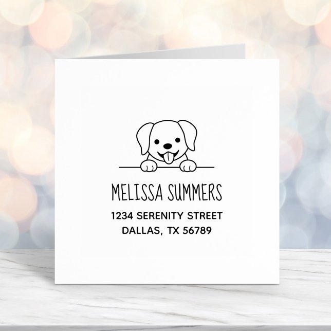 Carimbo Auto Entintado Cachorro Labrador Bonito Purgando acima do Endereç (Criador carregado)