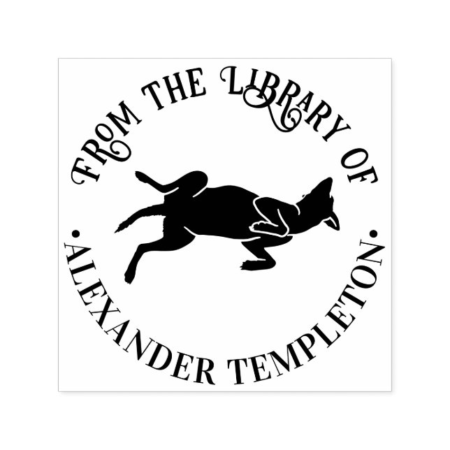 Carimbo Auto Entintado Cachorro na Posição de Belly Rub Nome do Livro da  (Design)