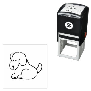 Carimbo Auto Entintado Cachorro Sentado Cartoon Engraçado