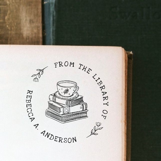 Carimbo Auto Entintado Café e Livros Biblioteca Pessoal do Livro (Criador carregado)