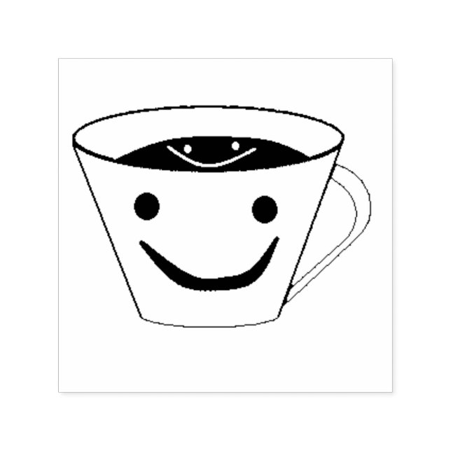 Carimbo Auto Entintado Café sorridente com café feliz (Design)