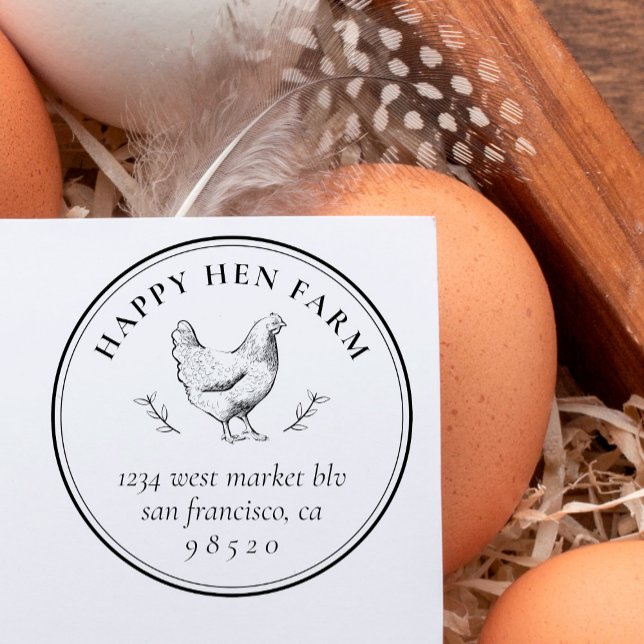 Carimbo Auto Entintado Caixa de Ovos de Negócios de Frango Desenhada à Mã (Criador carregado)