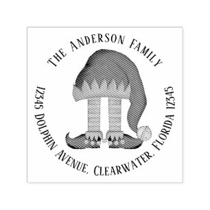 Carimbo Auto Entintado Calçados e Hat Elf de Endereço Simples Whimsical