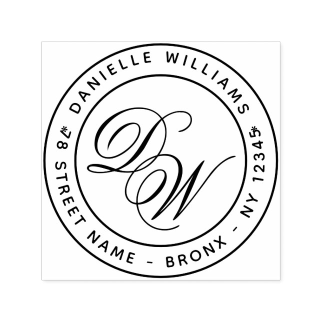 Carimbo Auto Entintado Caligrafia Elegante do Endereço de Retorno Monogra (Design)