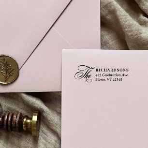 Carimbo Auto Entintado Caligrafia Elegante Endereço de Devolução de Casam