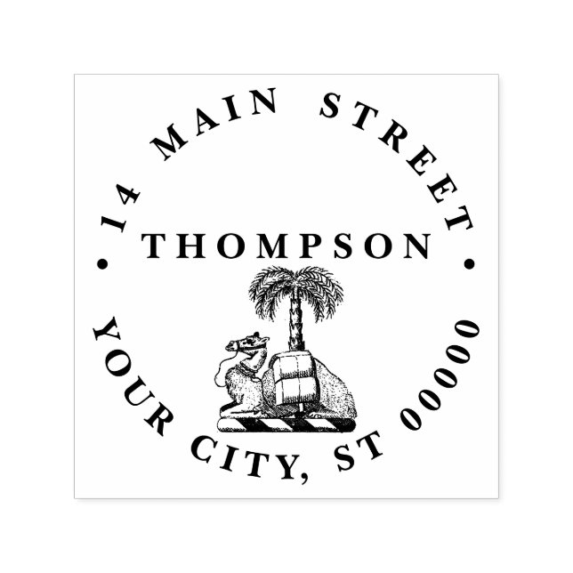 Carimbo Auto Entintado Camelo Heráldico Árvore Palmeira Brasão Emblema (Design)