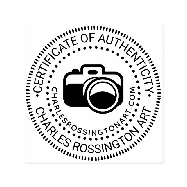 Carimbo Auto Entintado Camera #3 “Certificate of Authenticity” Name URL (Design)