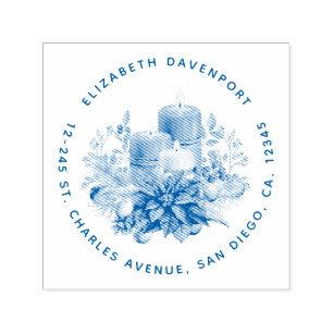 Carimbo Auto Entintado Candle Centerole com Flor de Poinsettia