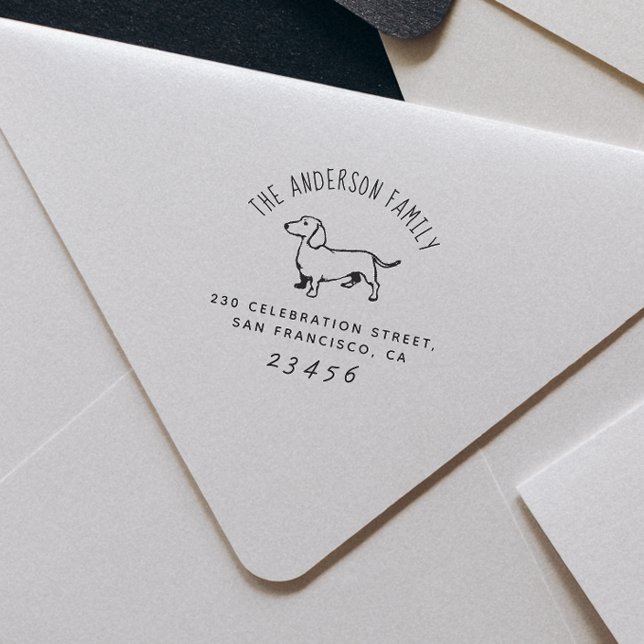 Carimbo Auto Entintado Canina | Nome da família personalizada e endereço  (Rubber Stamp Mock-up)