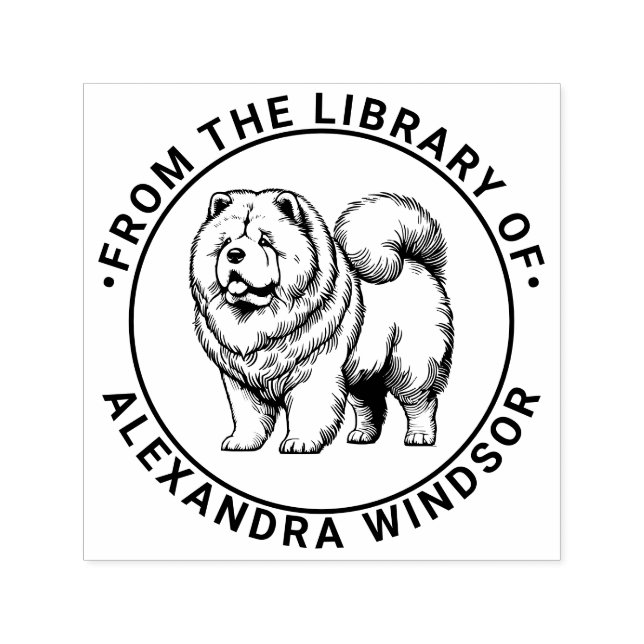 Carimbo Auto Entintado Cão Chow Chow em Pé Nome do Livro da Biblioteca (Design)