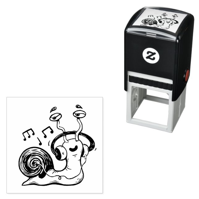 Carimbo Auto Entintado Caracol Ouvindo Música Caracol (In Situ)